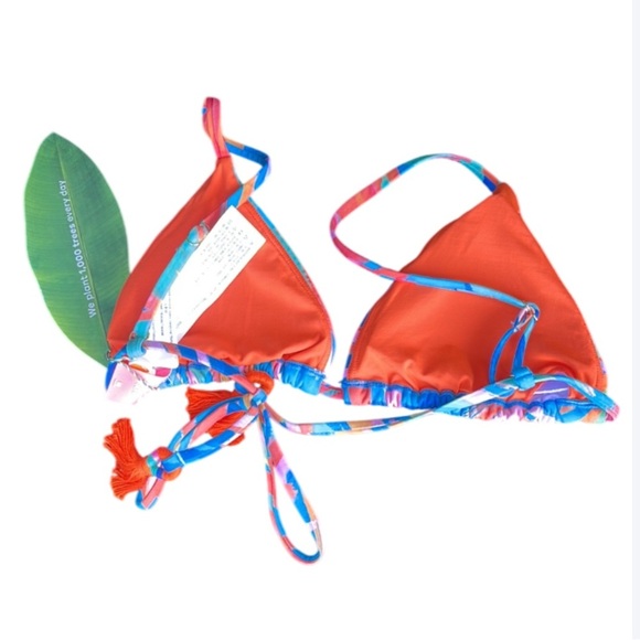 FARM RIO NWT PAINTED BIRDS BLUE TIE SIDE BIKINI TOP - NWT - M - Picture 4 of 10